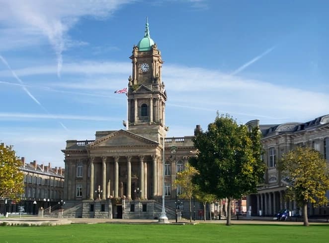 Birkenhead Town Hall Landmark View birkenhead town hall near churches in Liverpool showing historic architecture and city landscape